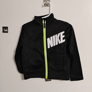 Nike Black Jacket with Neon Green Zip 2t